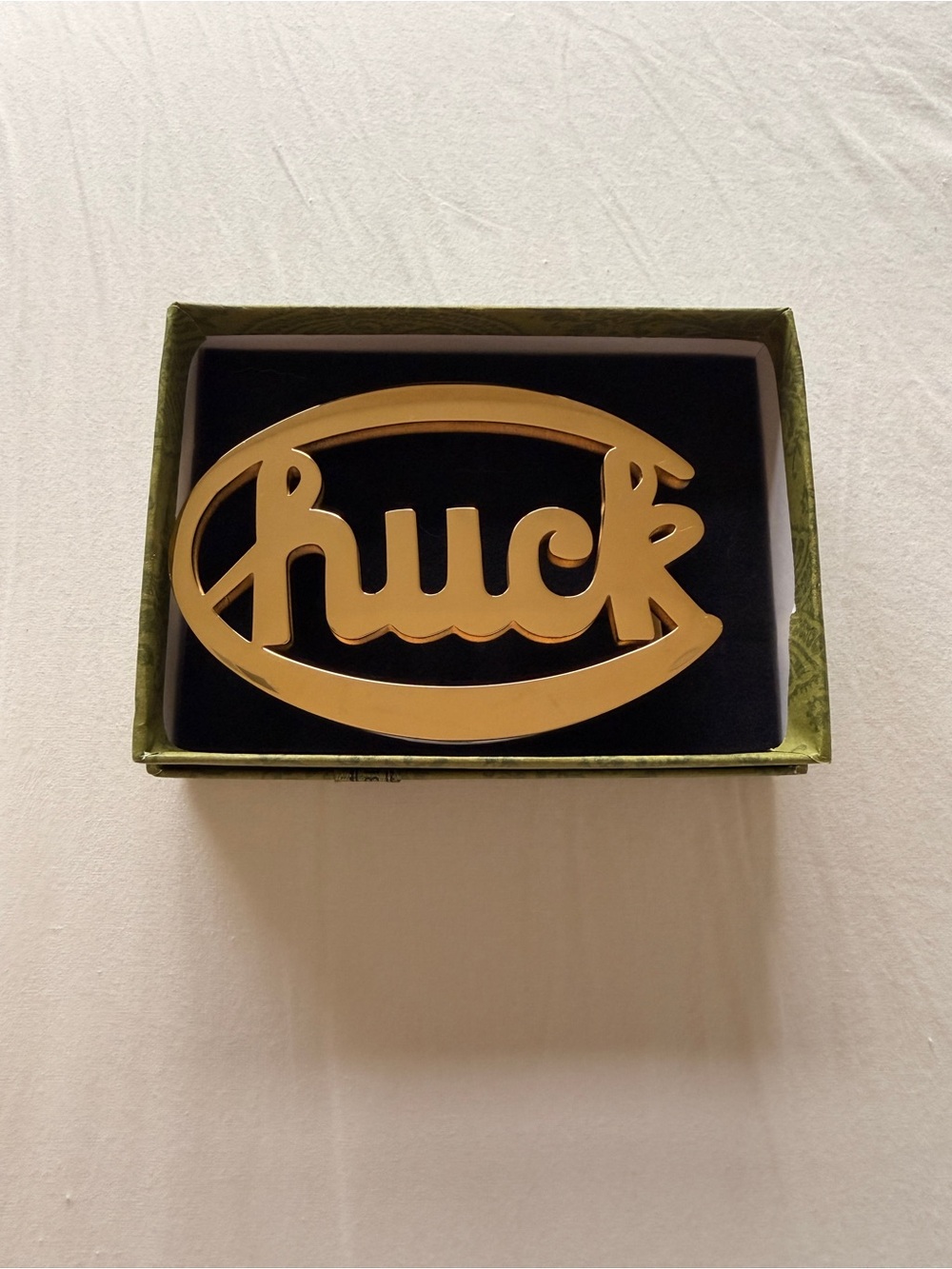 Gold Chuck Timely Belt Buckle for Role Model Chuck on Tour